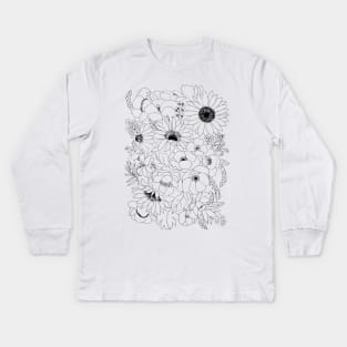 flowers arrangement line drawing  2 Kids Long Sleeve T-Shirt